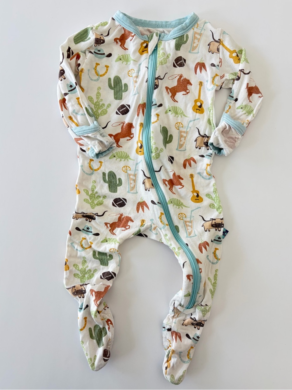 Kickee pants cowboy party bamboo footie pajama 3-6 months